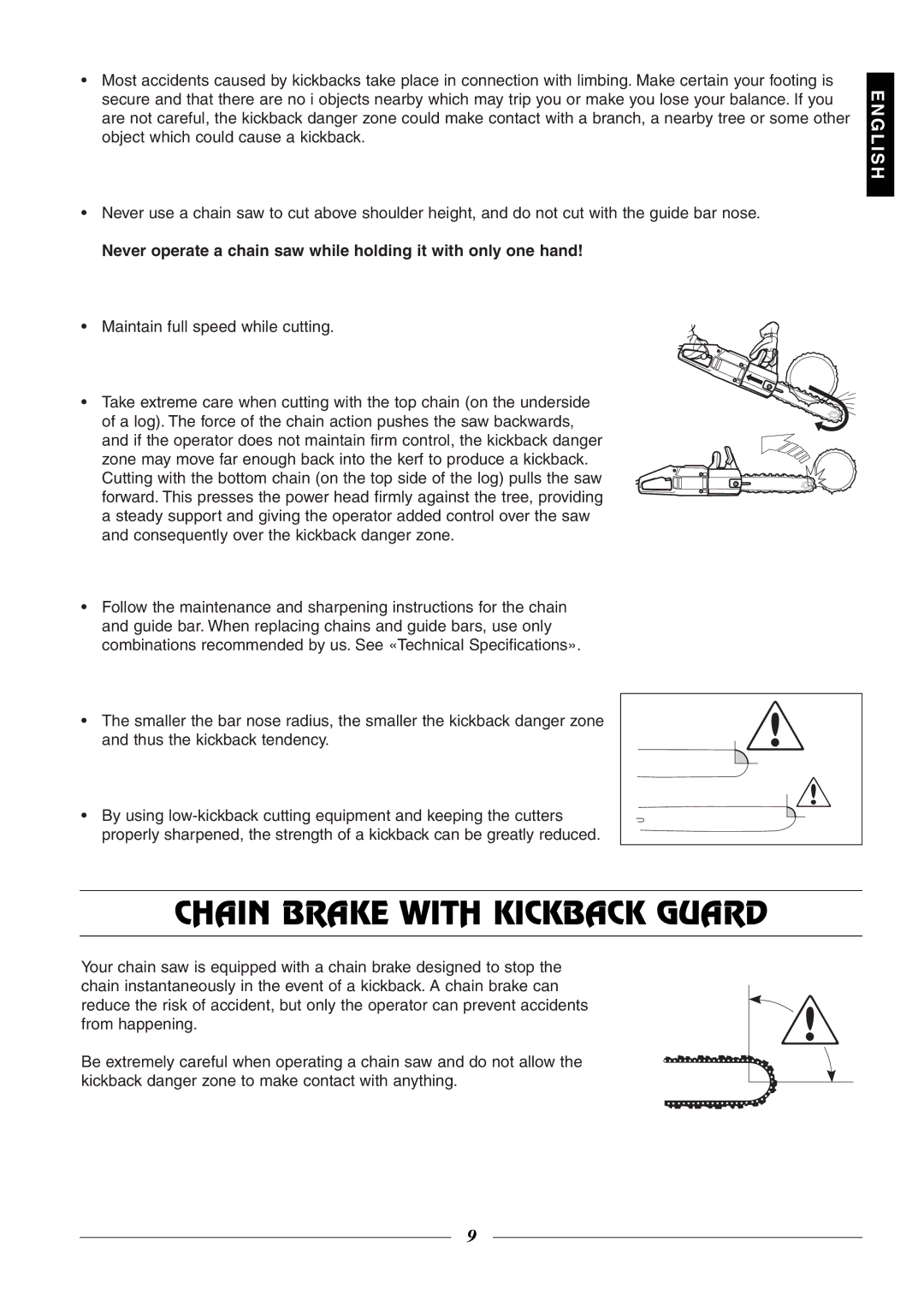 Husqvarna 315, 320 manual Chain Brake with Kickback Guard 