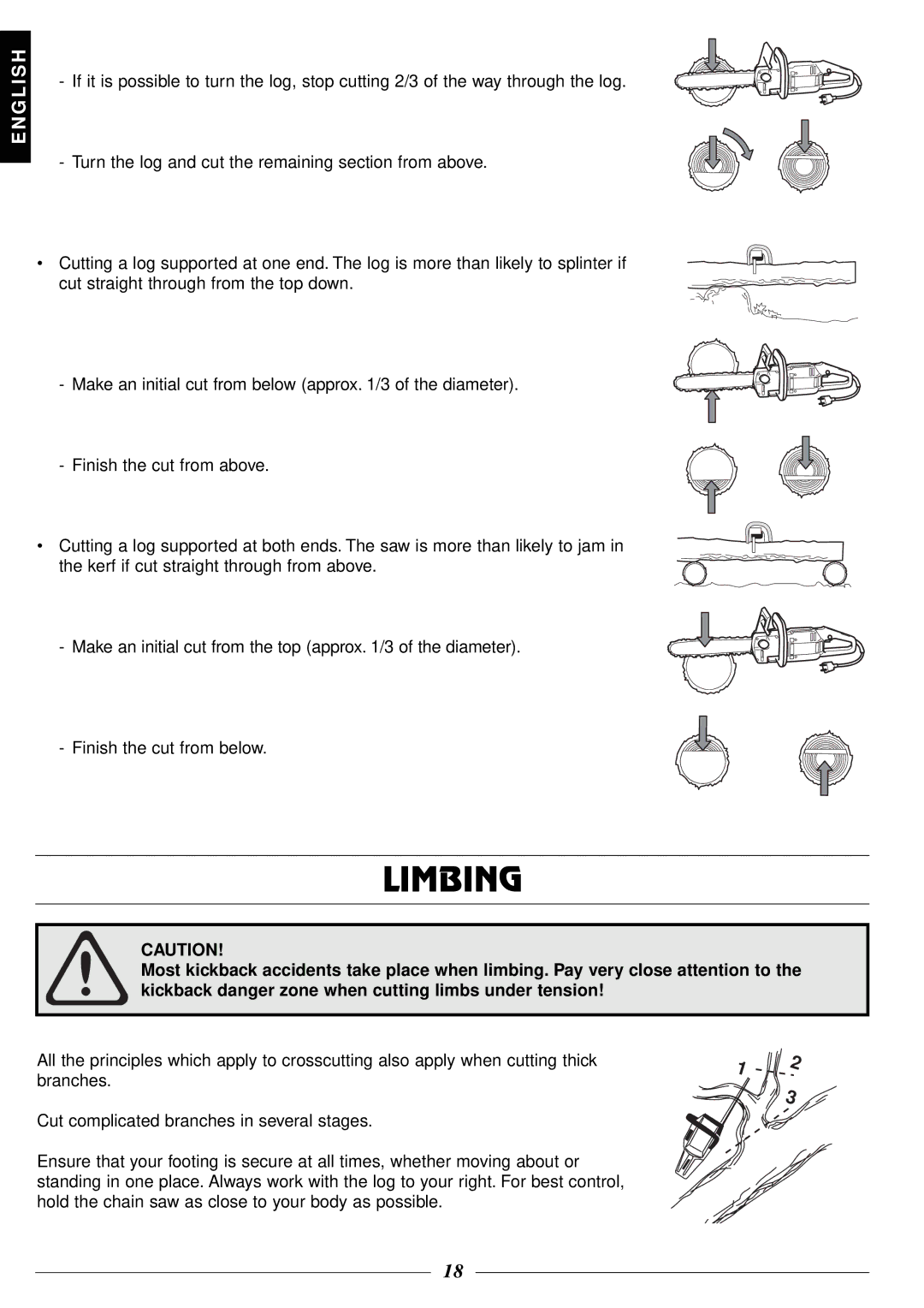 Husqvarna 316 manual Limbing 