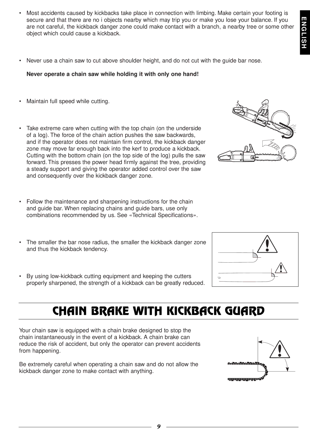 Husqvarna 318, 315 manual Chain Brake with Kickback Guard 