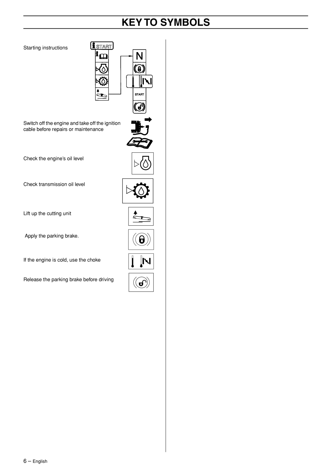 Husqvarna 318, 320 AWD manual Starting instructions 