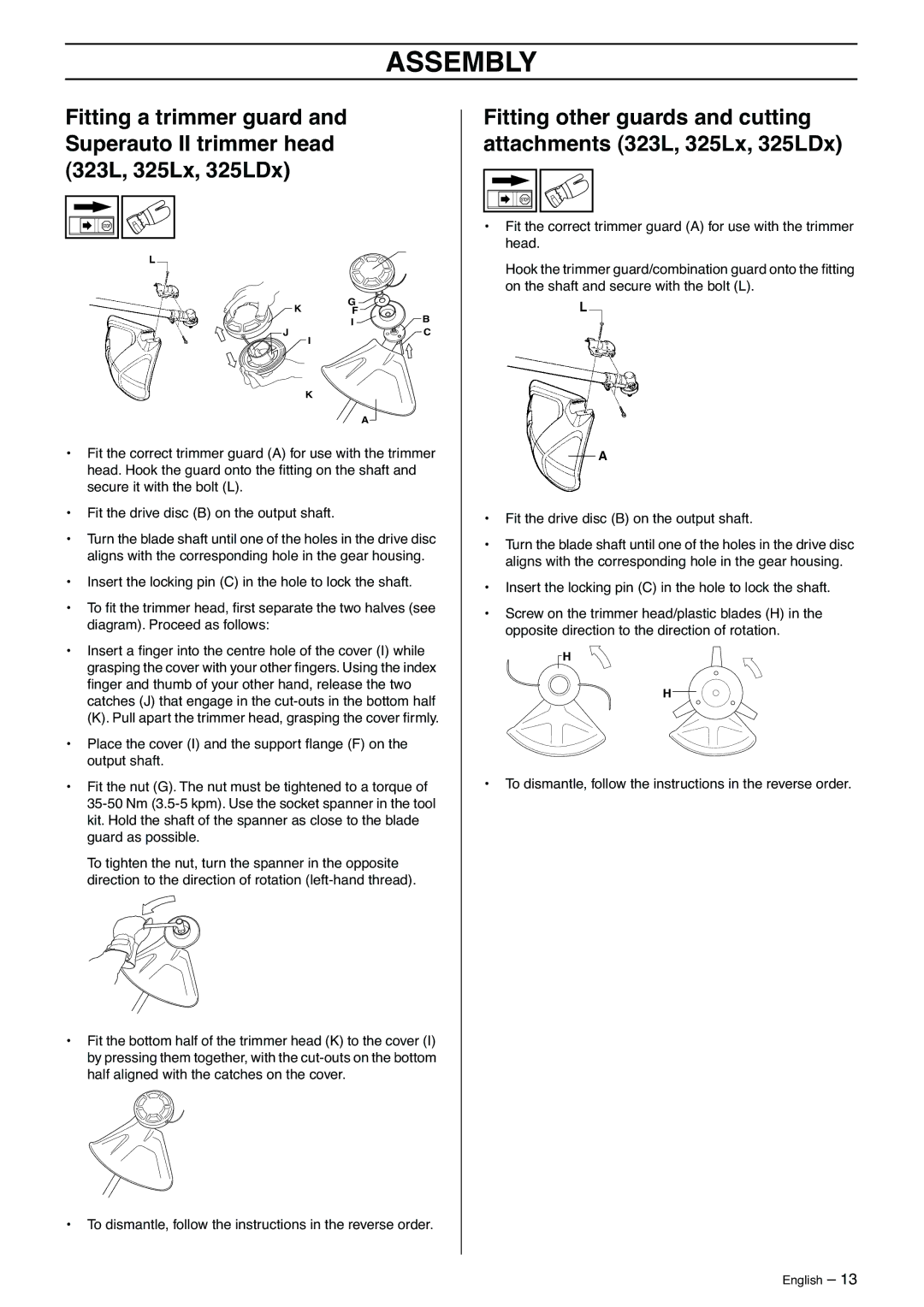 Husqvarna 323C manual Assembly 