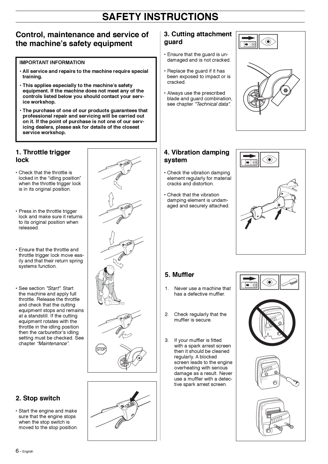 Husqvarna 323E manual Safety Instructions 