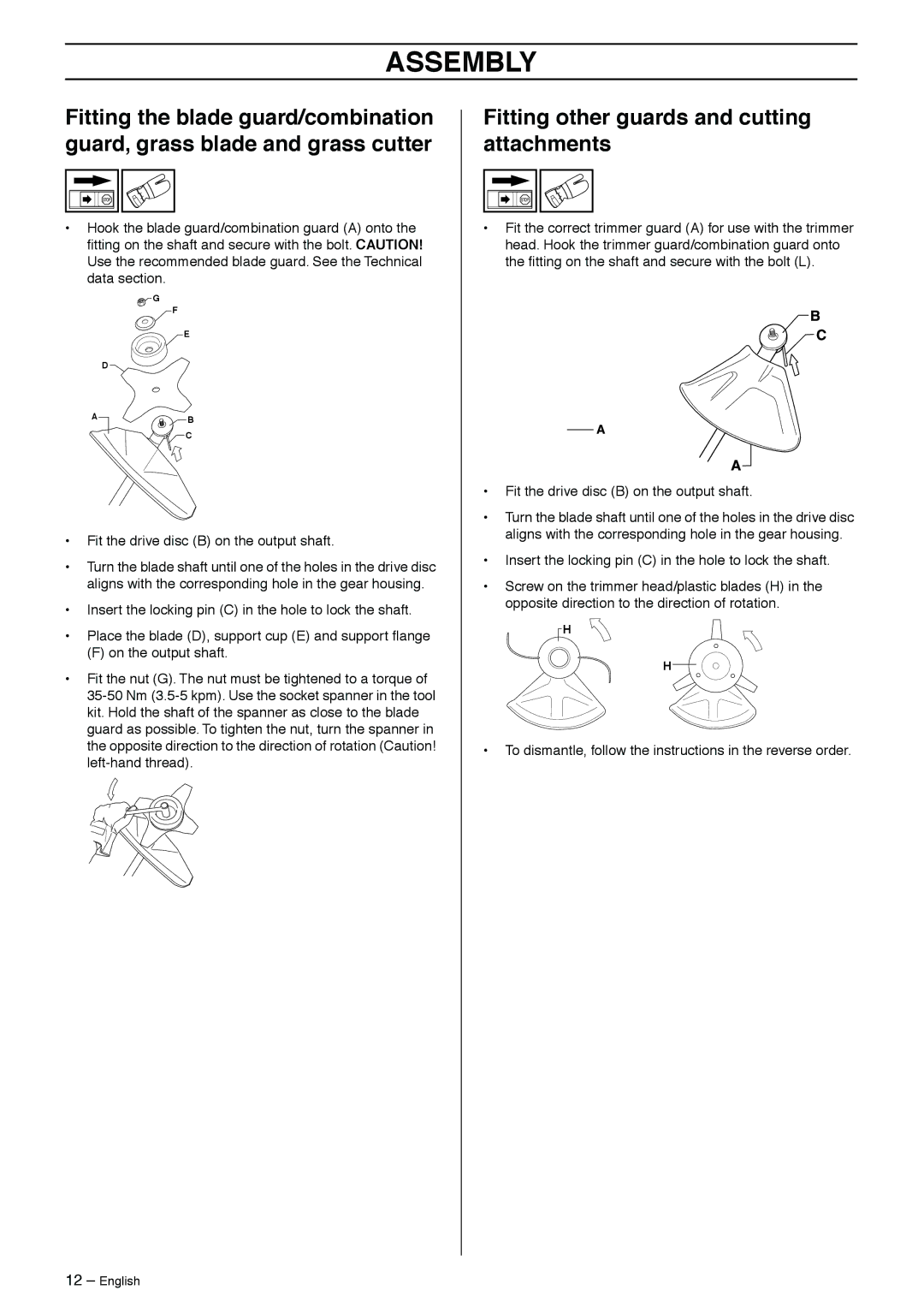 Husqvarna 323RJ manual Fitting other guards and cutting attachments 