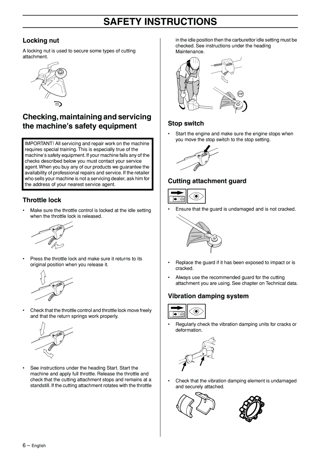 Husqvarna 324LX, 324LDX manual Locking nut 