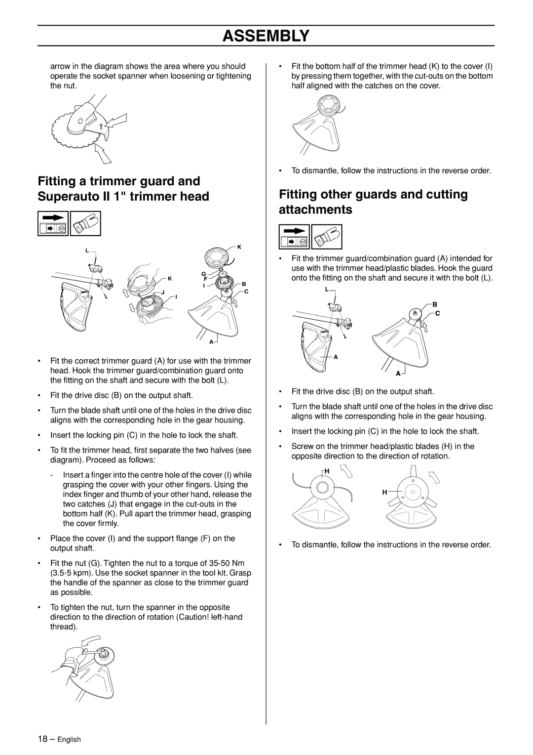 Husqvarna 324RX-Series manual Fitting other guards and cutting attachments 