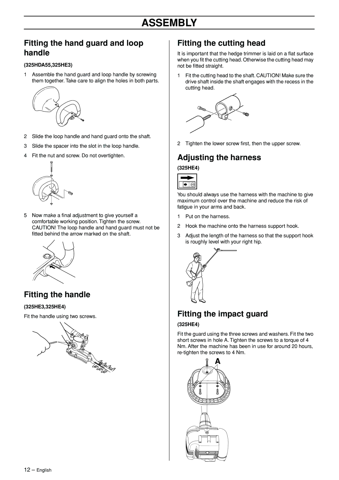 Husqvarna 325HE3 manual Assembly 