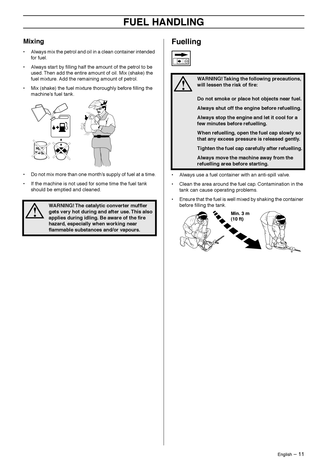 Husqvarna 325HS75X-Series manual Fuelling, Mixing 