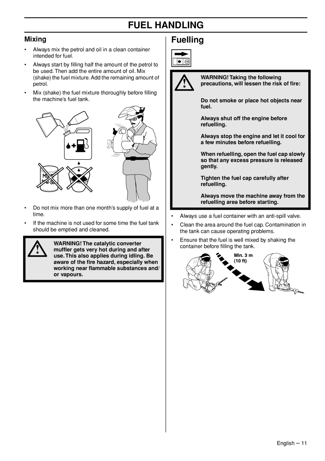 Husqvarna 325HS99X-series manual Fuelling, Mixing 