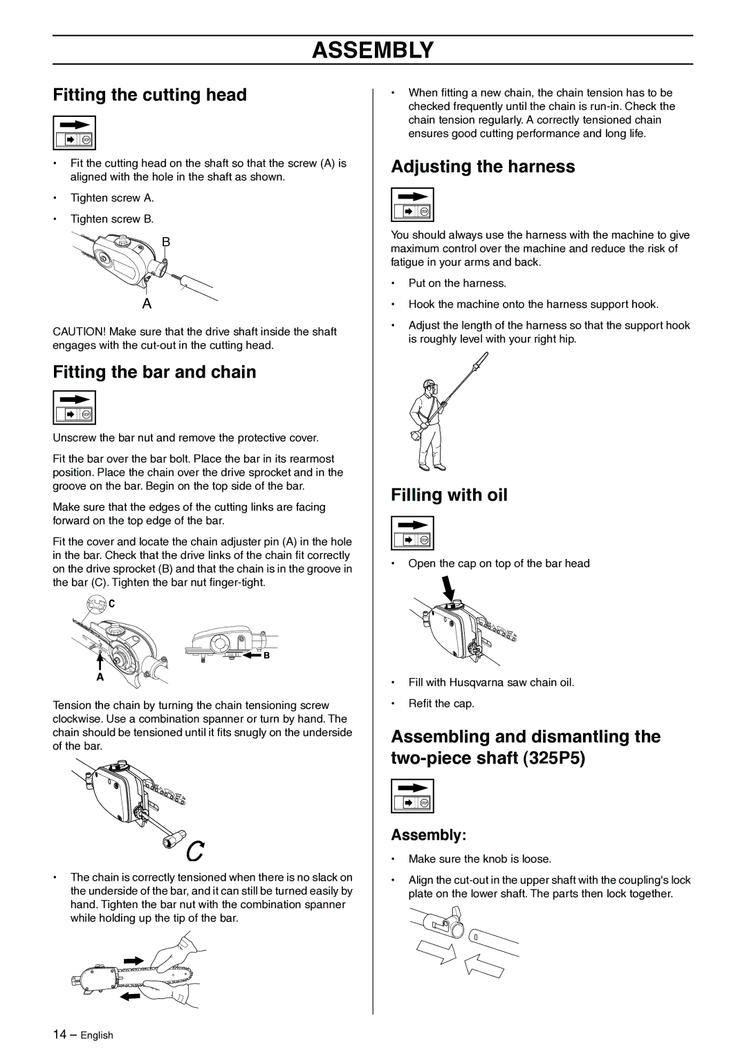 Husqvarna 325P5X manual Assembly 