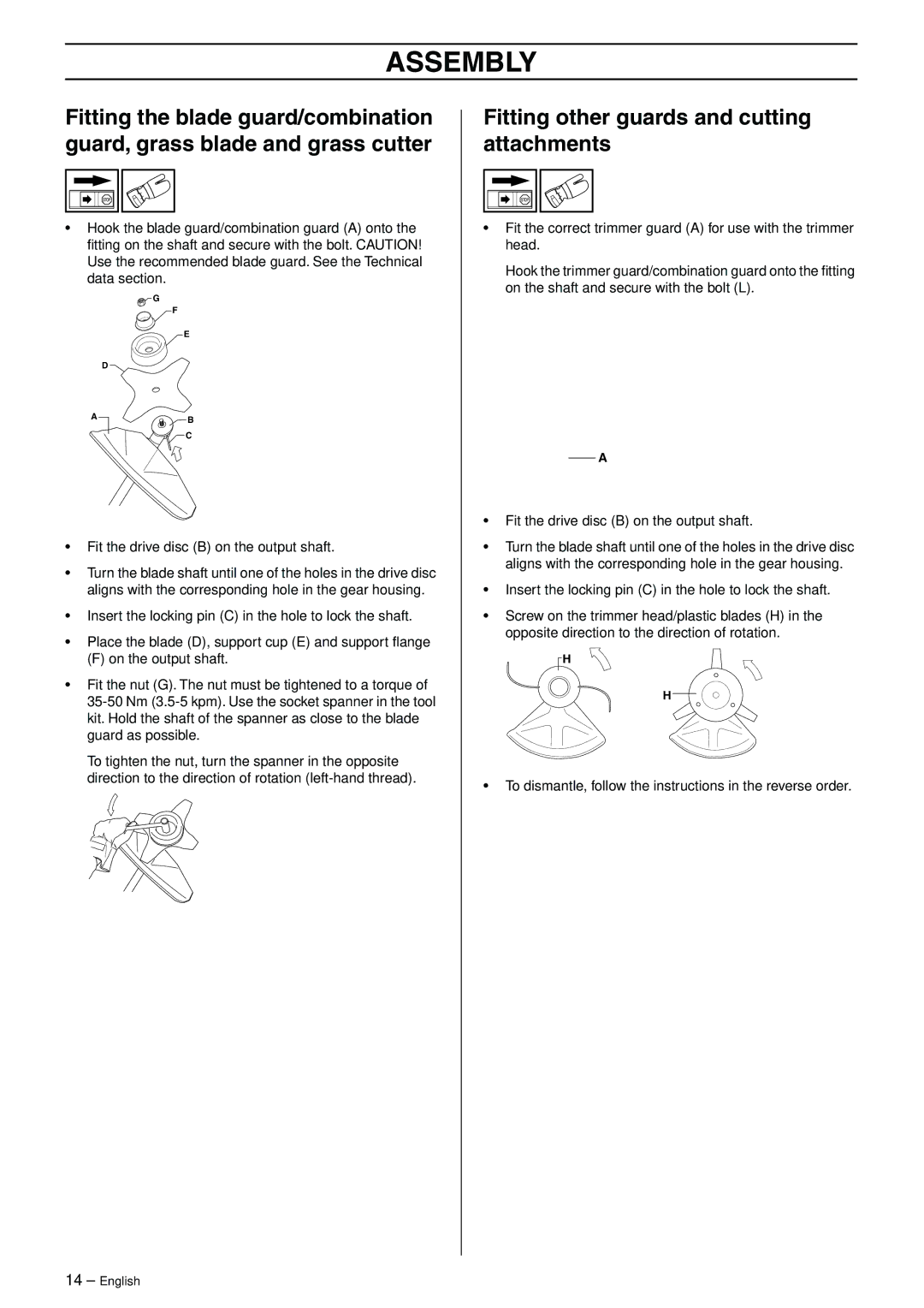 Husqvarna 325RJ manual Fitting other guards and cutting attachments 