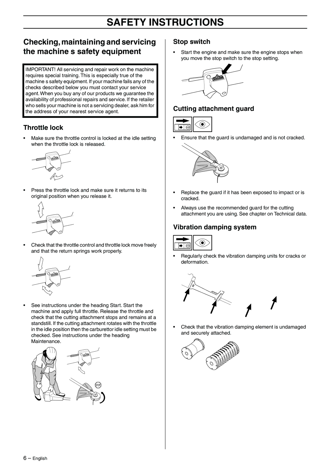 Husqvarna 325RJ manual Safety Instructions 