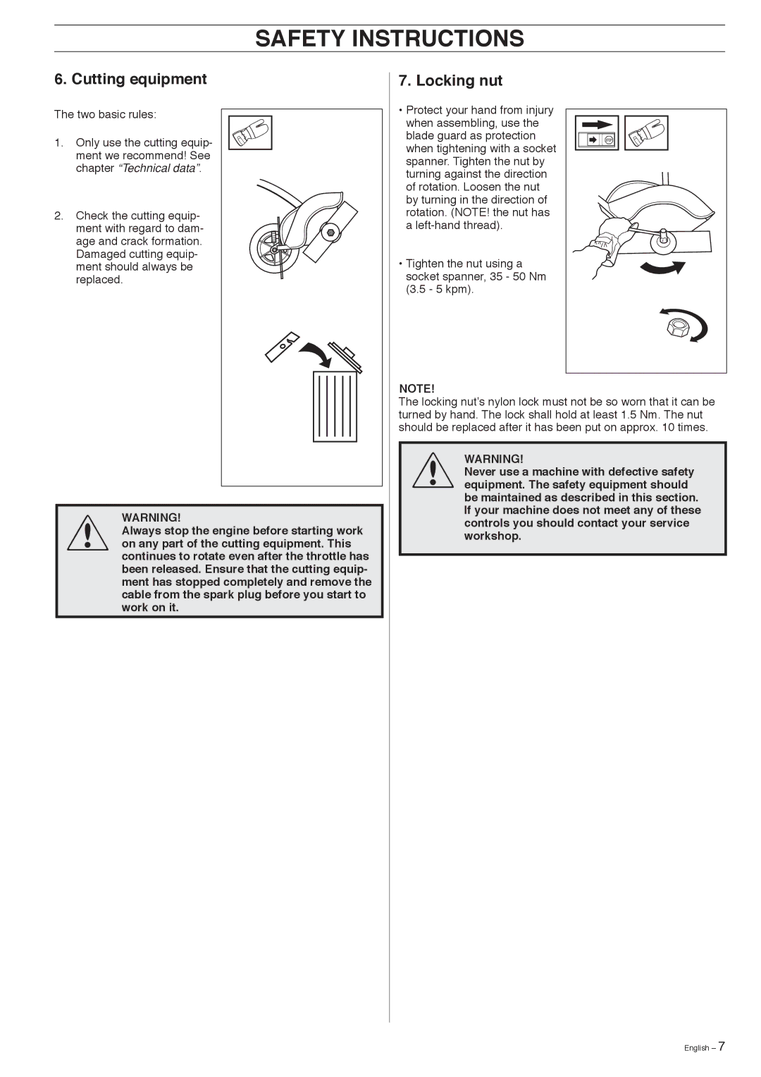 Husqvarna 326EX-Series manual Safety Instructions 