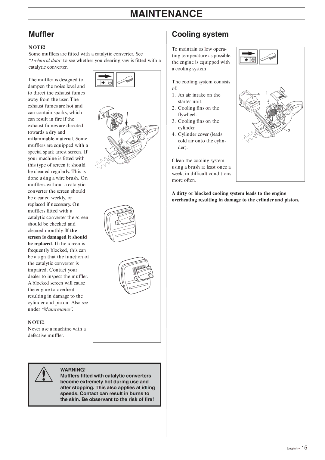 Husqvarna 326HD60, 326HD75 manual Muffler, Cooling system 