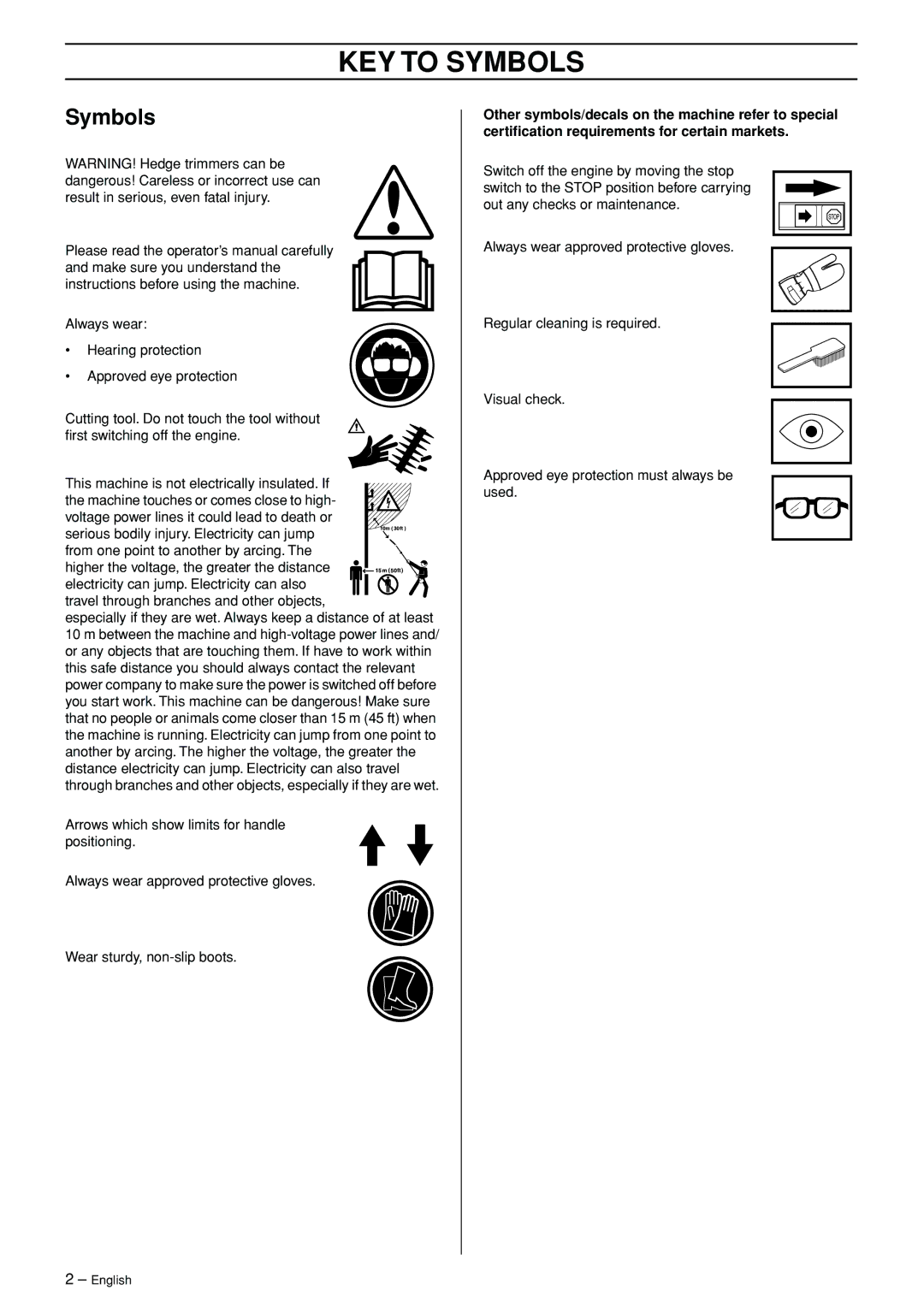 Husqvarna 326HDAX-Series, 326HE3X-Series, 326HE4X-Series manual KEY to Symbols 