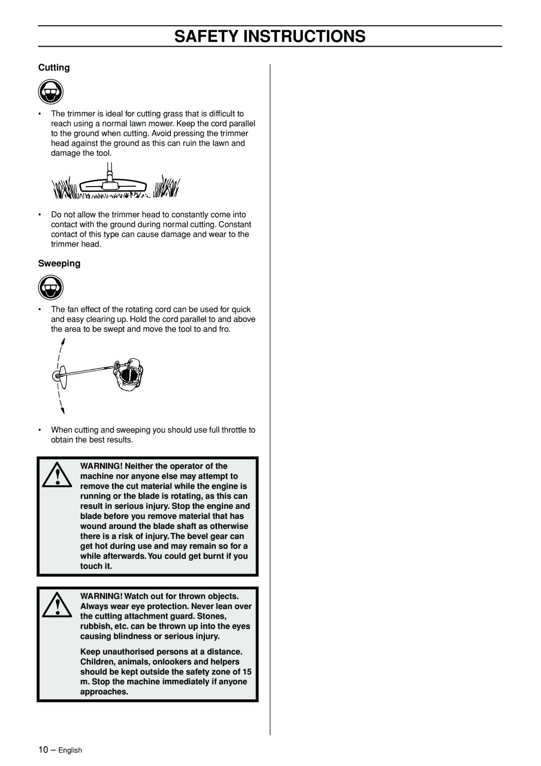 Husqvarna 326L manual Cutting 