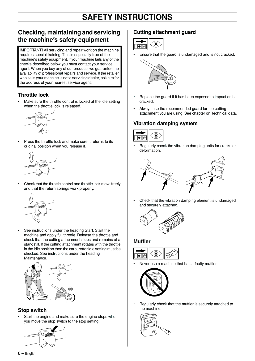 Husqvarna 326L manual Safety Instructions 