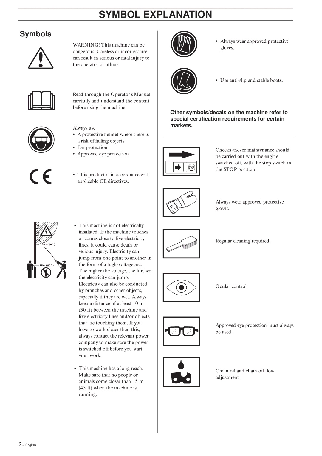 Husqvarna 326P4, 326P5 manual Symbol Explanation, Symbols 