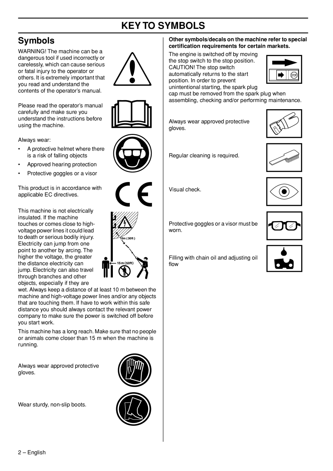 Husqvarna 327P5X manual KEY to Symbols 