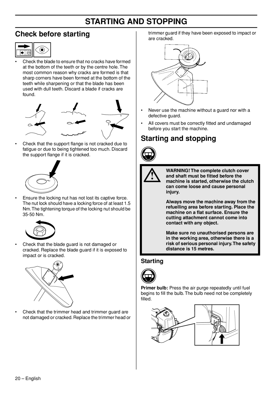 Husqvarna 327RD manual Starting and Stopping, Check before starting, Starting and stopping 