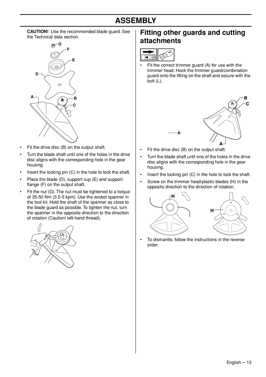 Husqvarna 327RJX-series manual Fitting other guards and cutting attachments 