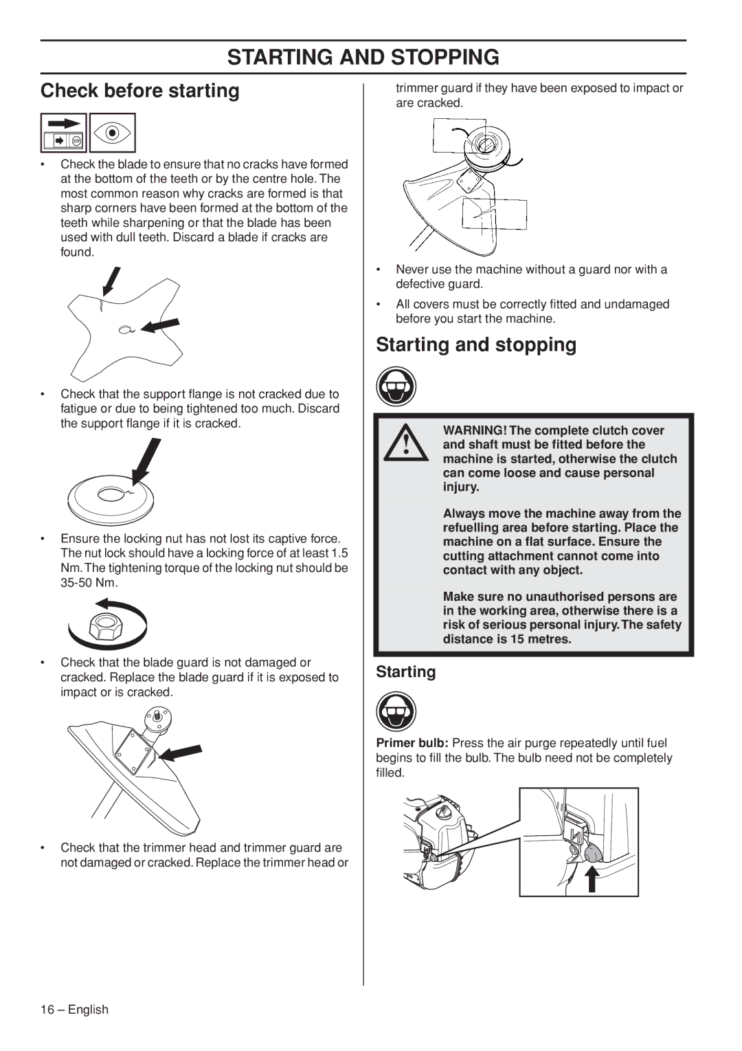 Husqvarna 327RJx manual Starting and Stopping, Check before starting, Starting and stopping 