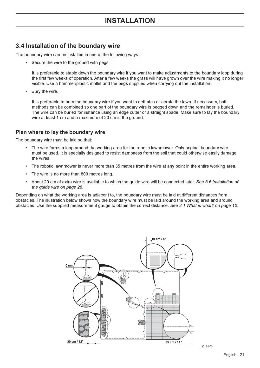 Husqvarna 320, 330X manual Installation of the boundary wire, Plan where to lay the boundary wire 