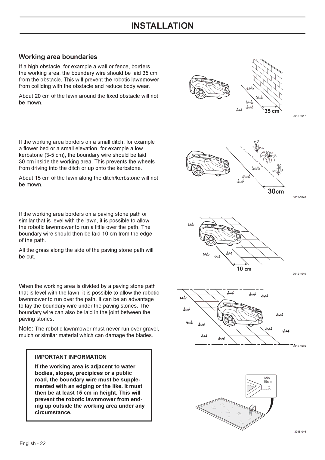 Husqvarna 330X, 320 manual Working area boundaries 