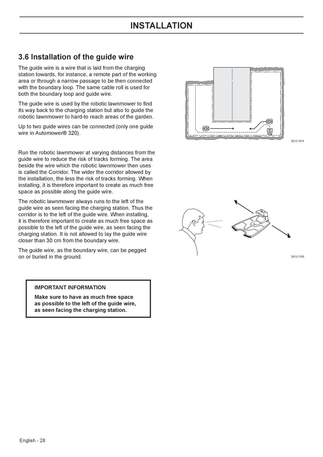 Husqvarna 330X, 320 manual Installation of the guide wire 