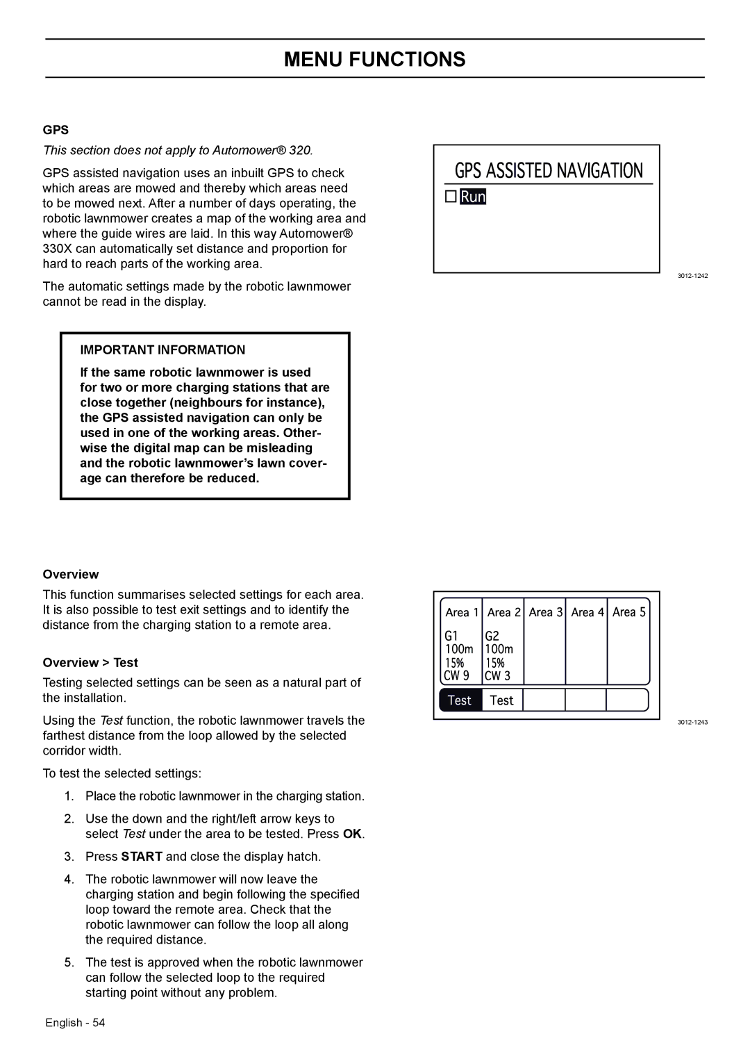 Husqvarna 330X, 320 manual Gps, This section does not apply to Automower 