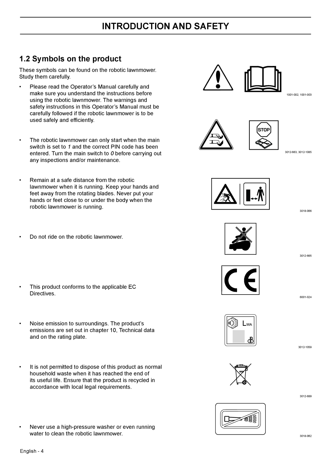 Husqvarna 330X, 320 manual Symbols on the product 