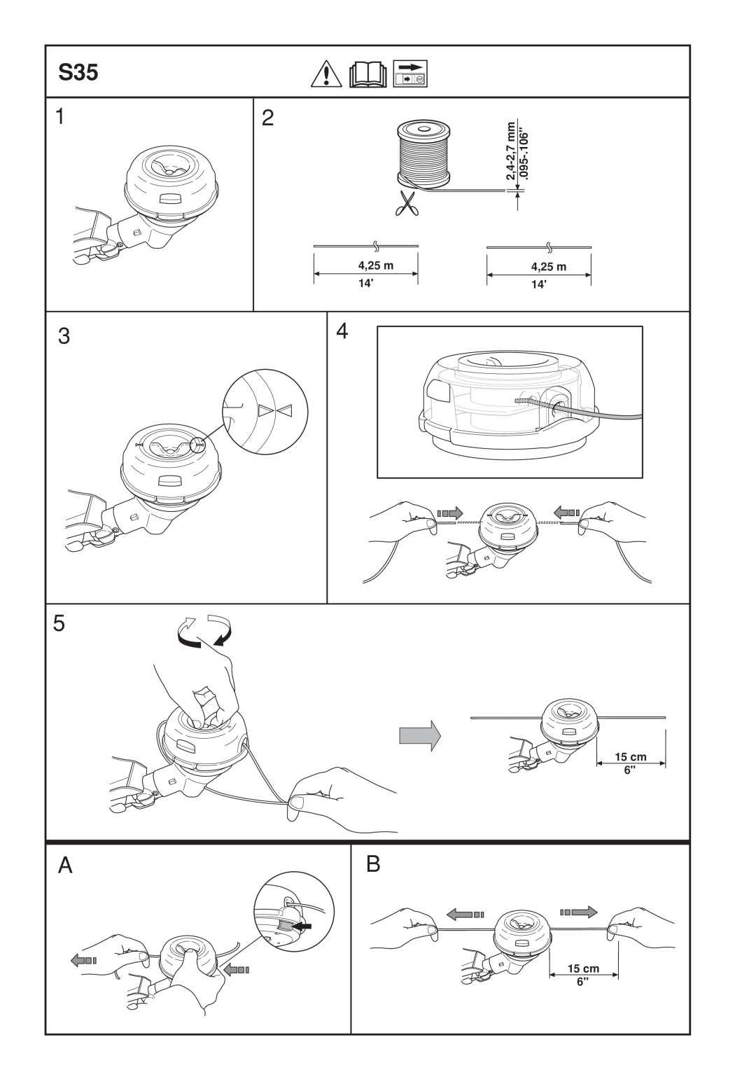 Husqvarna 335LS manual 095-.106, 4,25 m, 2,4-2,7mm, 15 cm 