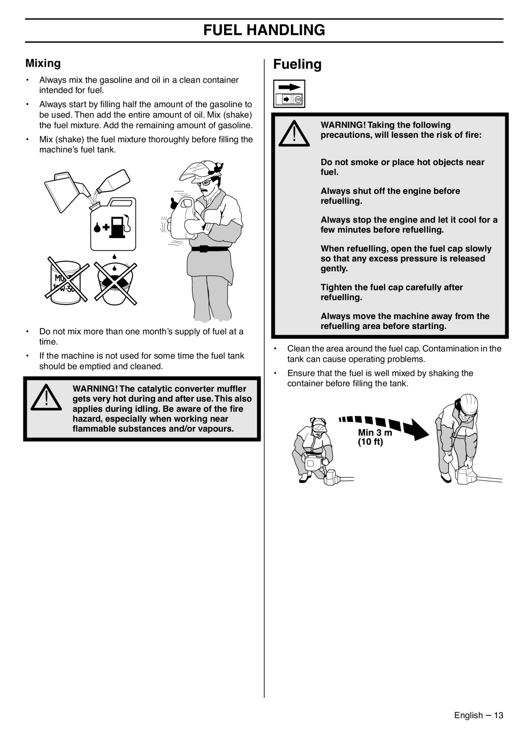 Husqvarna 335LS manual Fueling, Mixing 