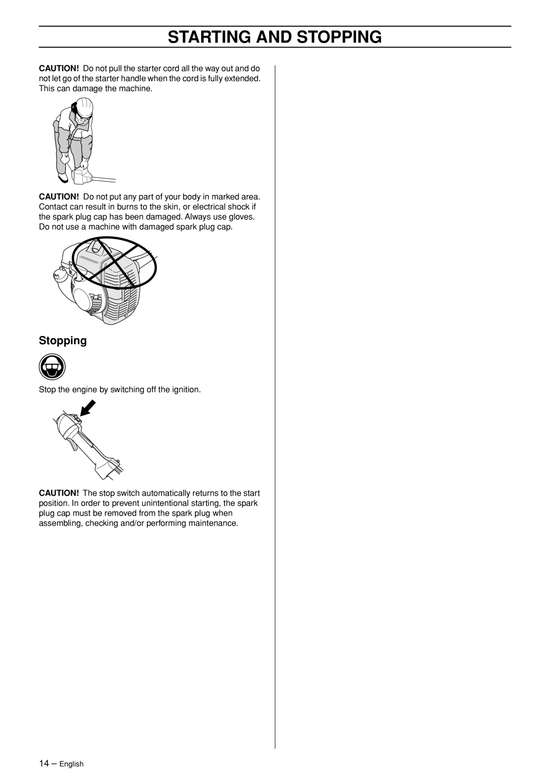 Husqvarna 335RJx manual Stopping 