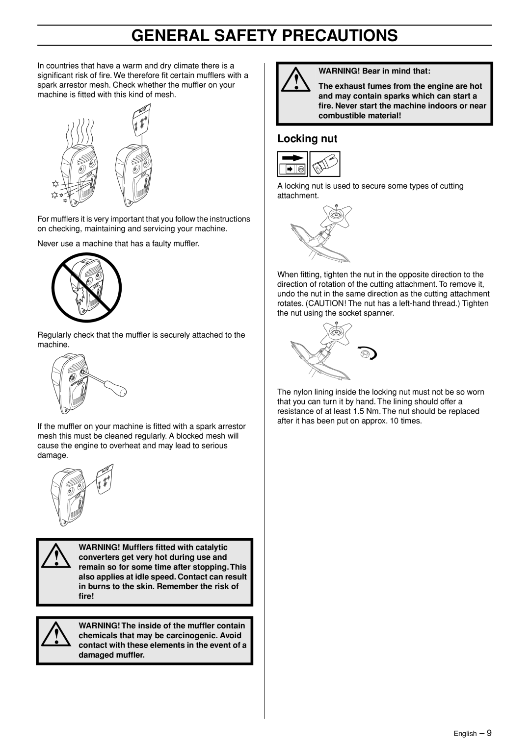 Husqvarna 335RX-Series manual Locking nut 