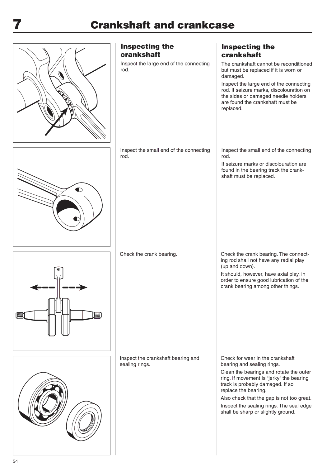 Husqvarna 343F, 345FX, 345FXT, 343R, 345RX manual Inspecting Crankshaft 