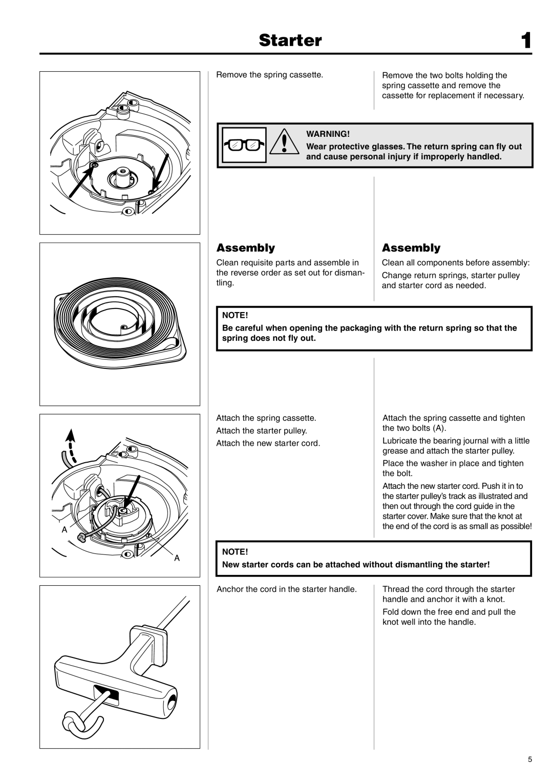 Husqvarna 343F, 345FX, 345FXT, 343R, 345RX manual Starter, Assembly 