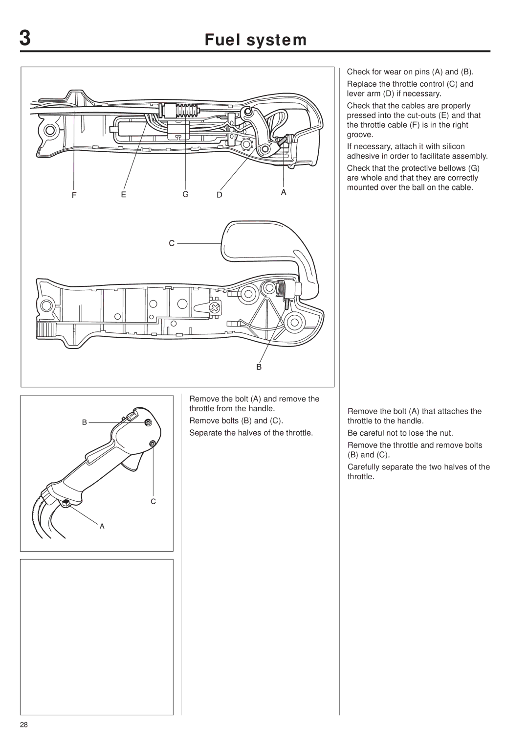 Husqvarna 343R, 345RX, 343F, 345FX, 345FXT manual Check for wear on pins a and B 