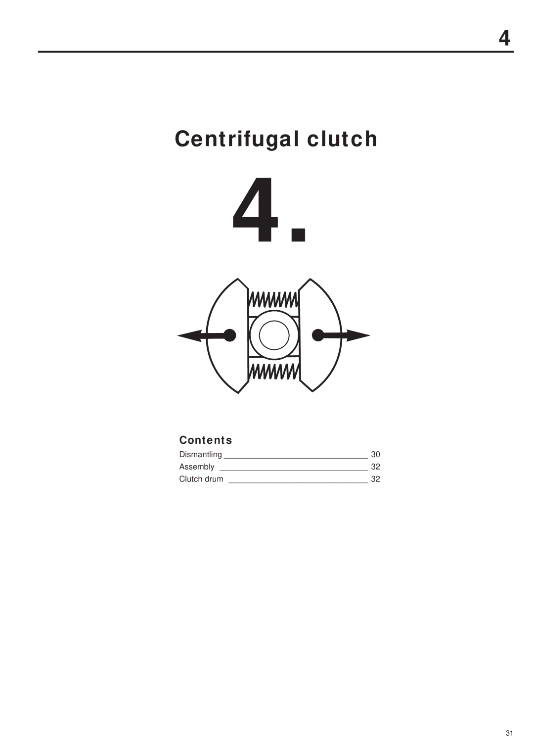 Husqvarna 343R, 345RX, 343F, 345FX, 345FXT manual Centrifugal clutch, Contents 