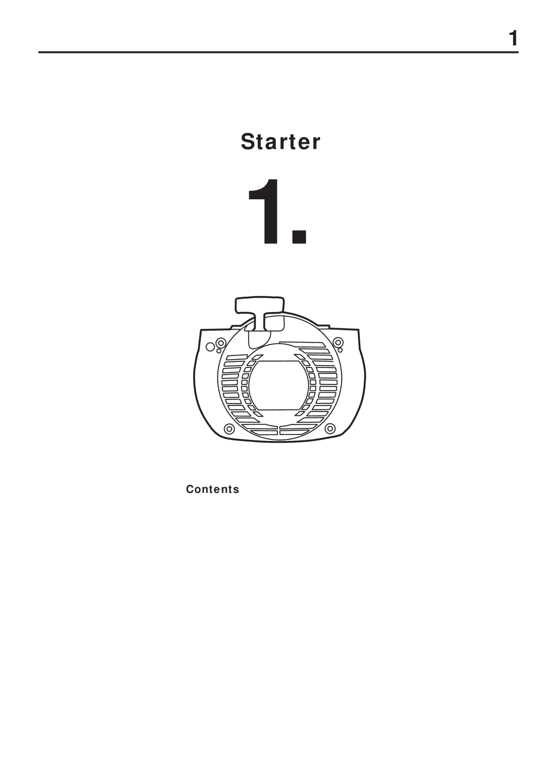 Husqvarna 343R, 345RX, 343F, 345FX, 345FXT manual Starter, Contents 