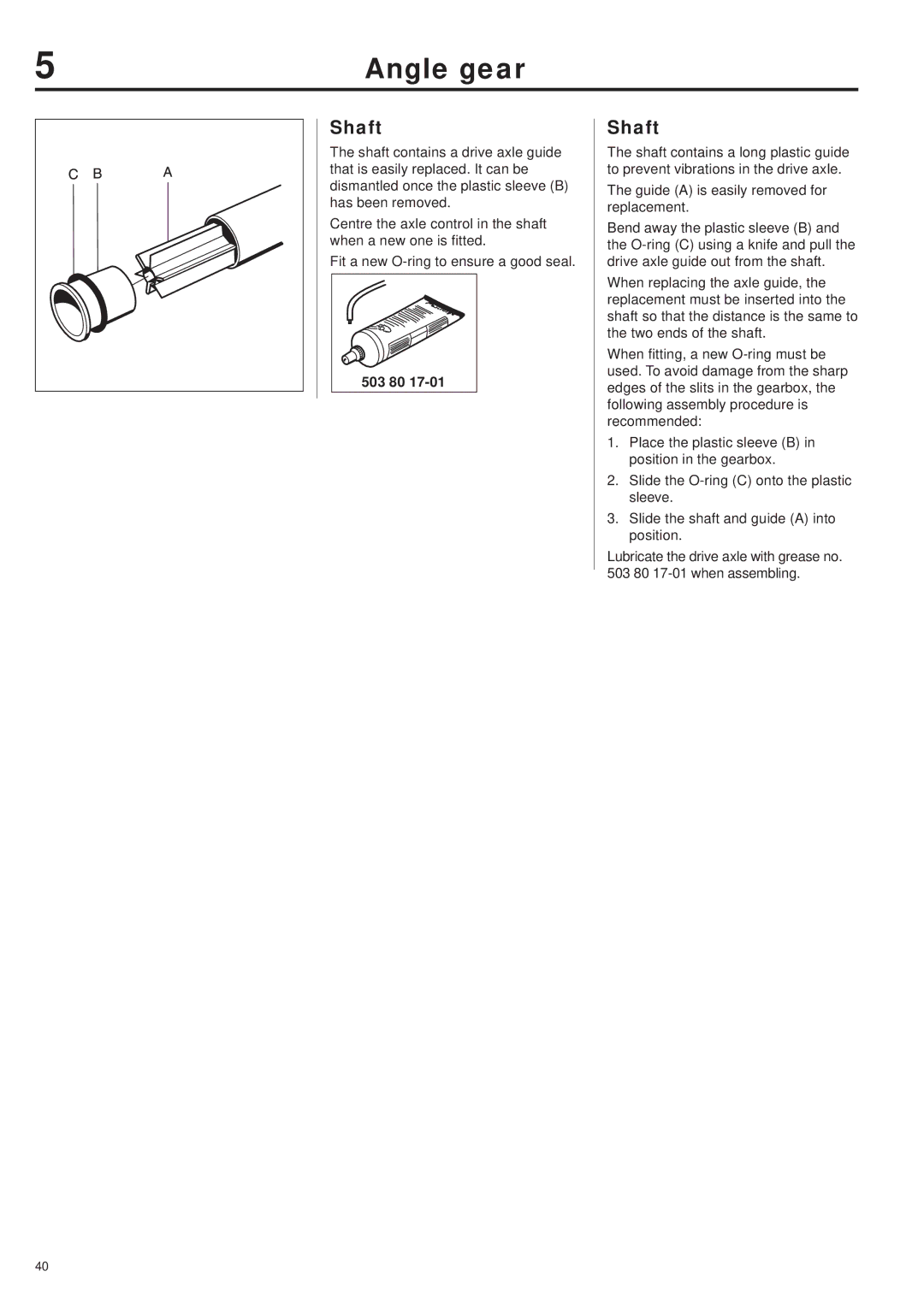 Husqvarna 343R, 345RX, 343F, 345FX, 345FXT manual Shaft, 503 80 