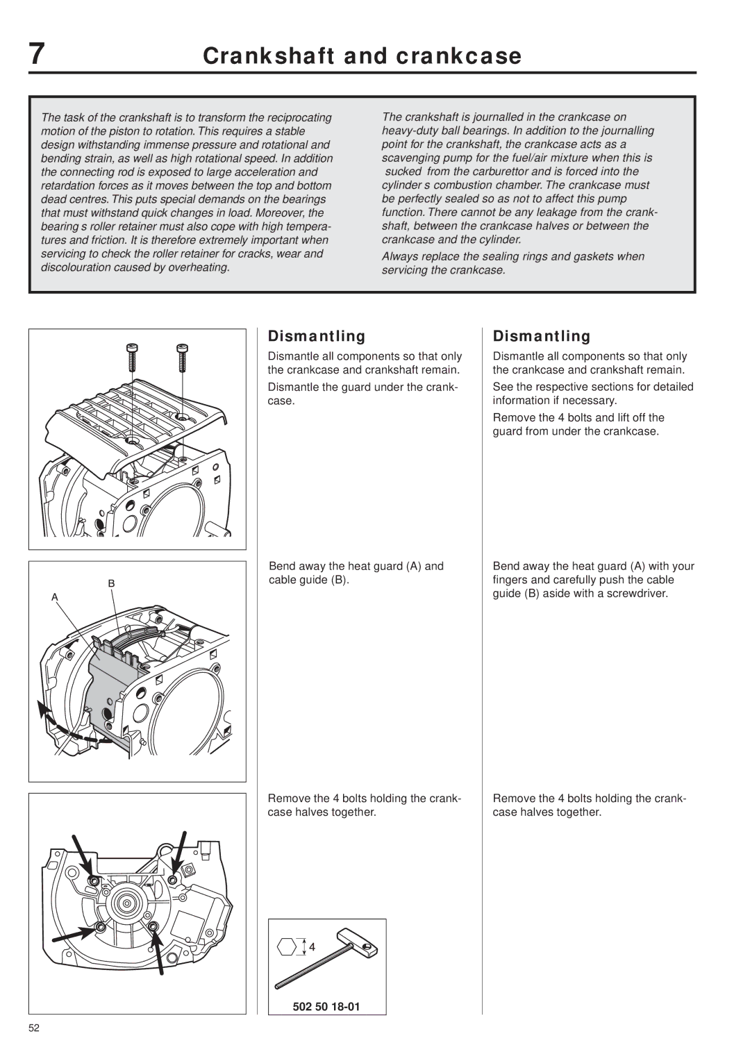 Husqvarna 343R, 345RX, 343F, 345FX, 345FXT manual Crankshaft and crankcase 