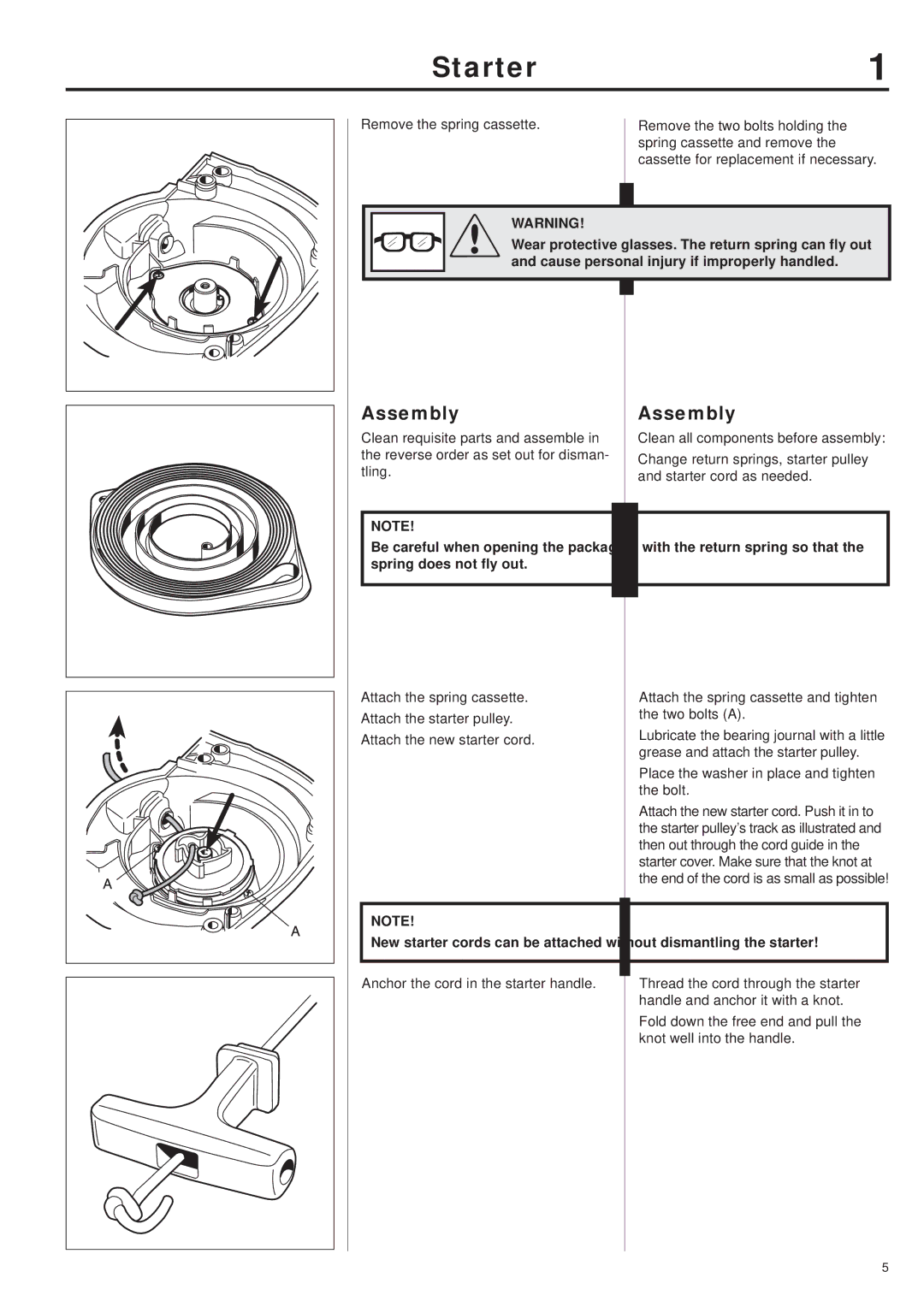 Husqvarna 343R, 345RX, 343F, 345FX, 345FXT manual Starter, Assembly 