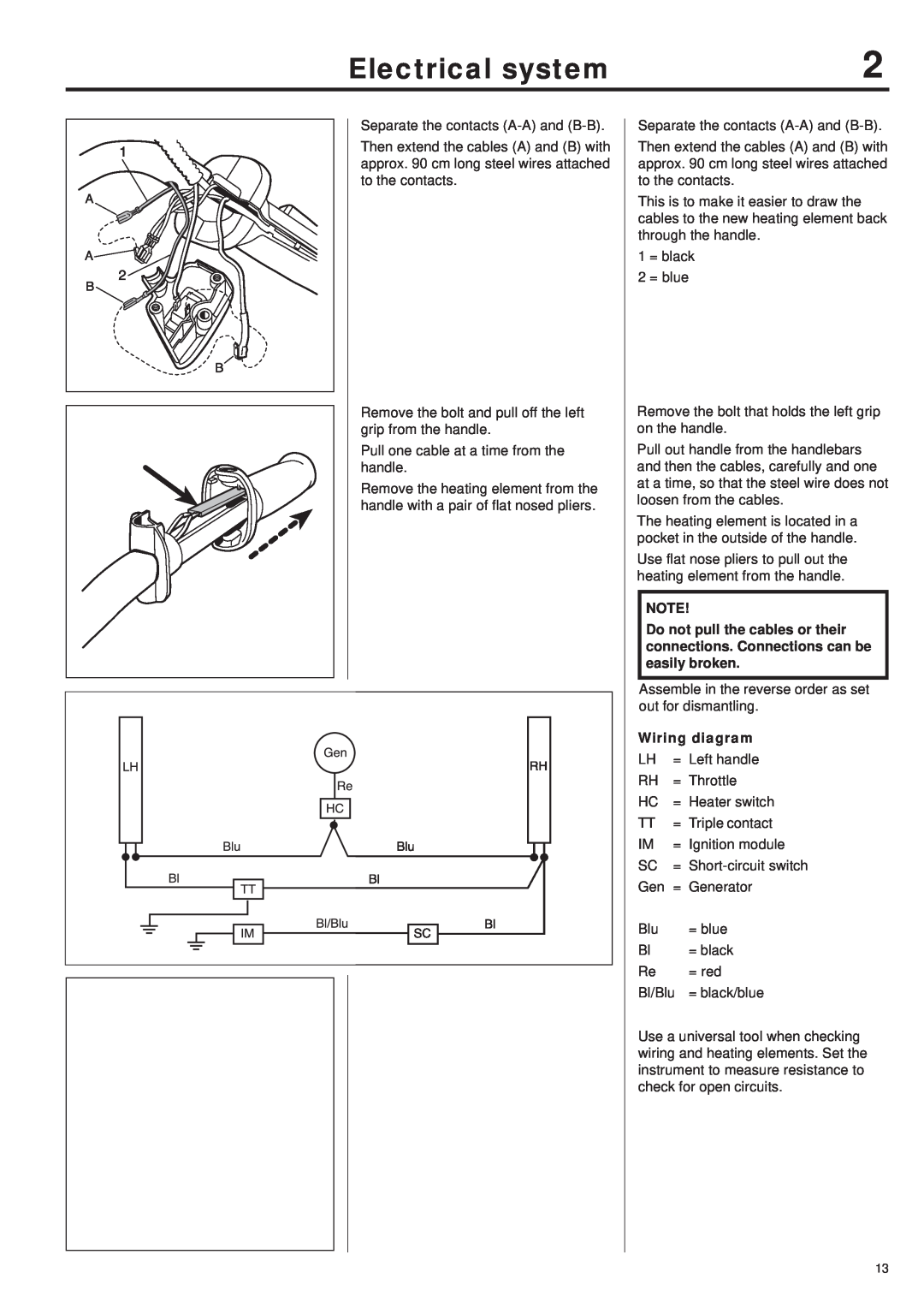 Husqvarna 343R, 345RX, 343F, 345FX, 345FXT manual Wiring diagram, Electrical system 
