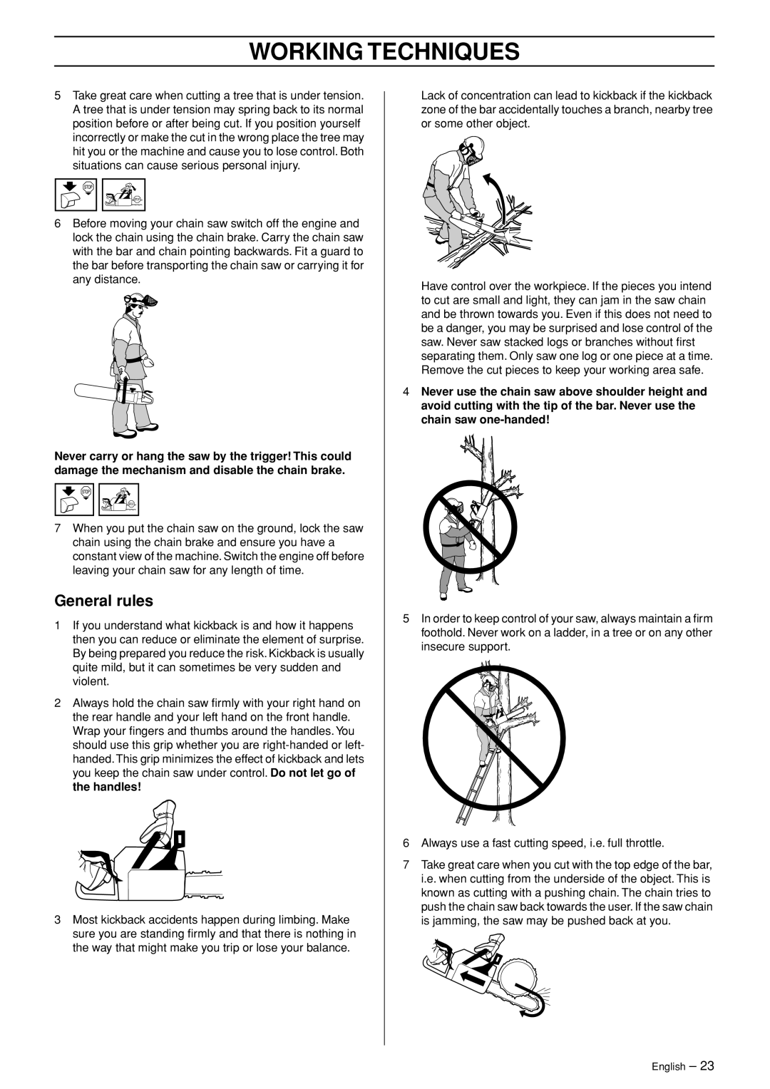 Husqvarna 345e EPA II, 346XP EPA I, 353 EPA II manual General rules 