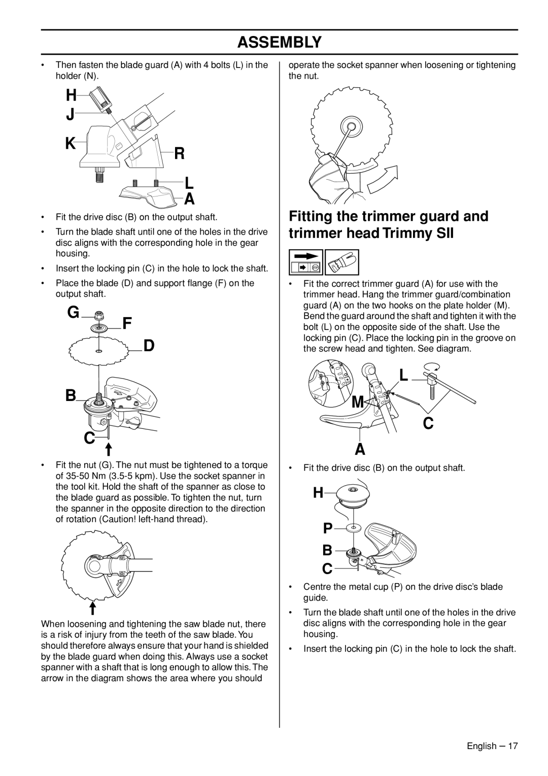 Husqvarna 545FXT, 345FR, 545RXT manual Fitting the trimmer guard and trimmer head Trimmy SII 