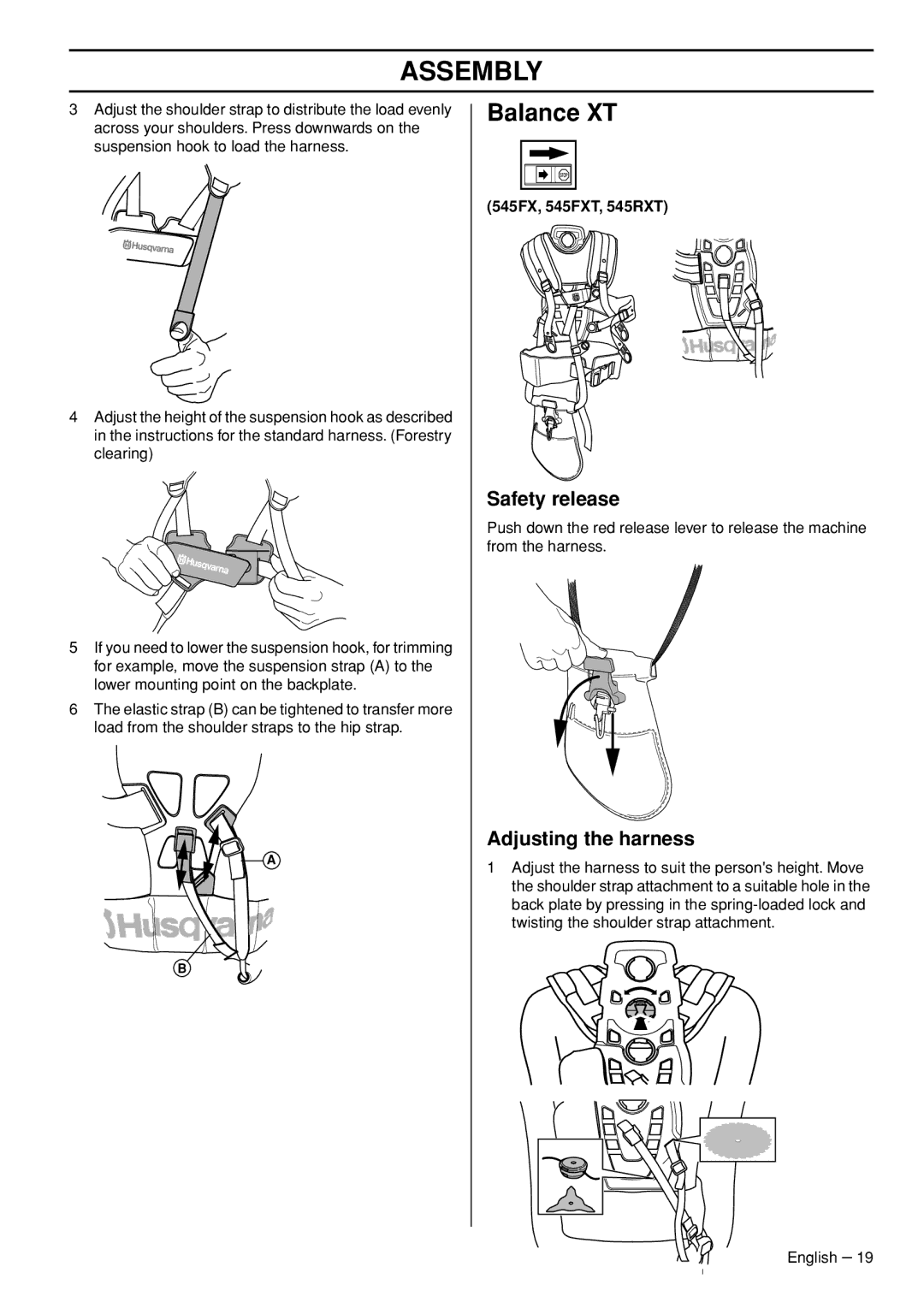 Husqvarna 345FR manual Balance XT, 545FX, 545FXT, 545RXT 