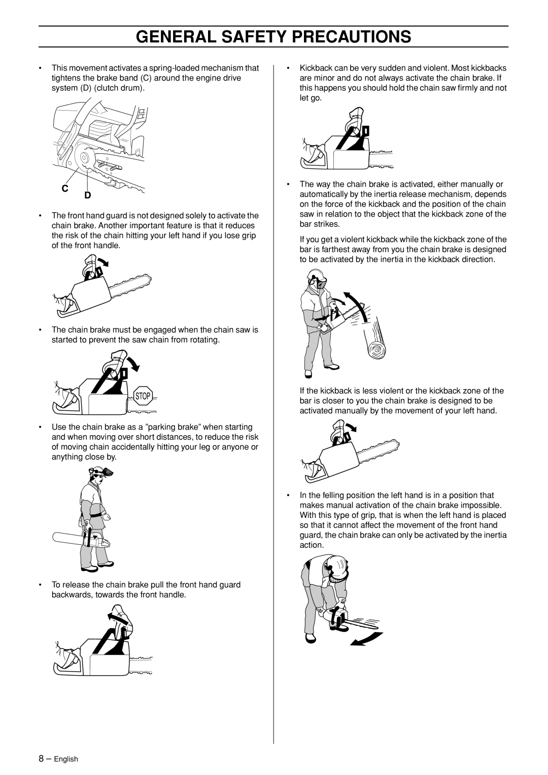 Husqvarna 350, 340e manual General Safety Precautions 