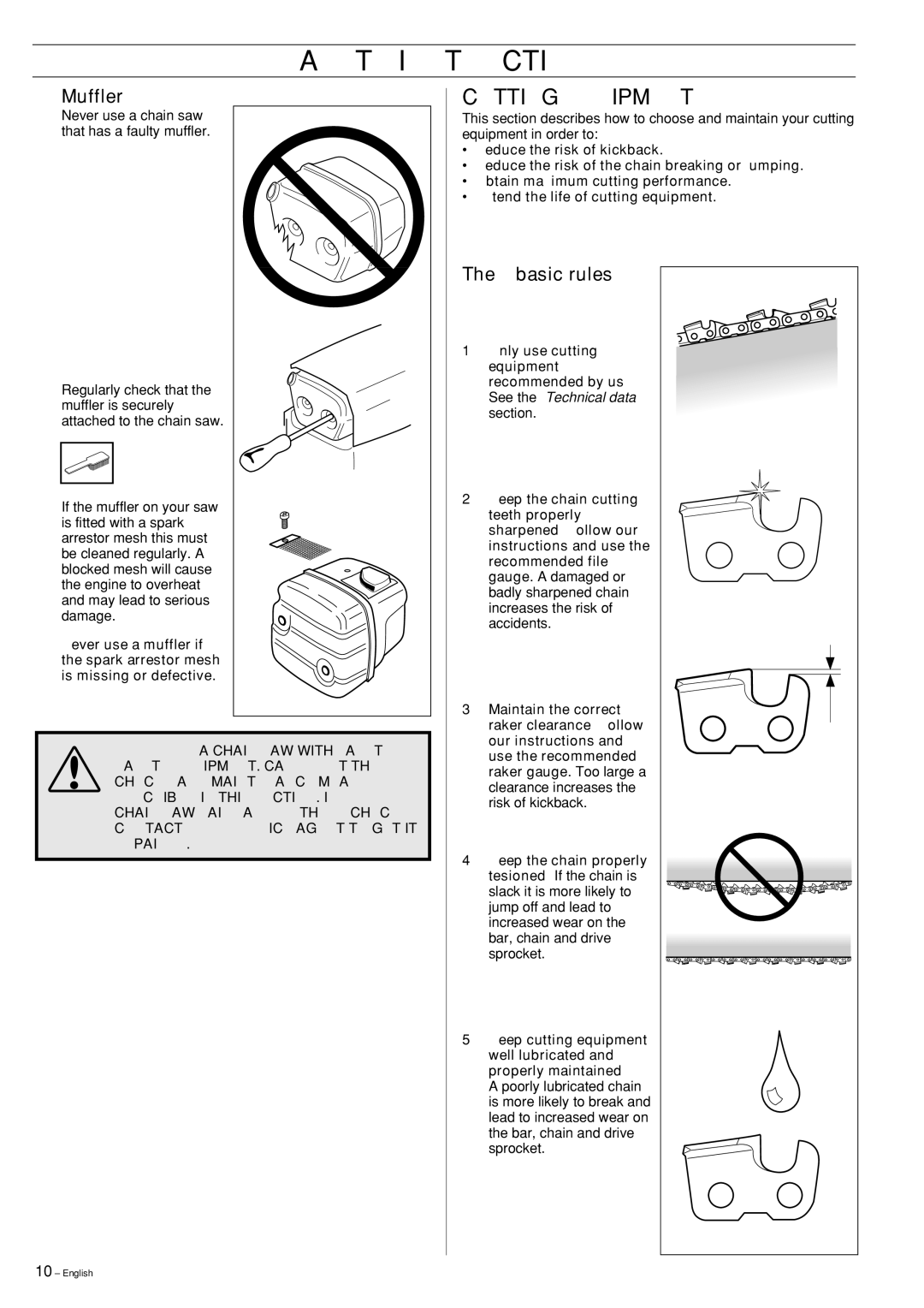 Husqvarna 353, 346XP manual Cutting Equipment, basic rules 