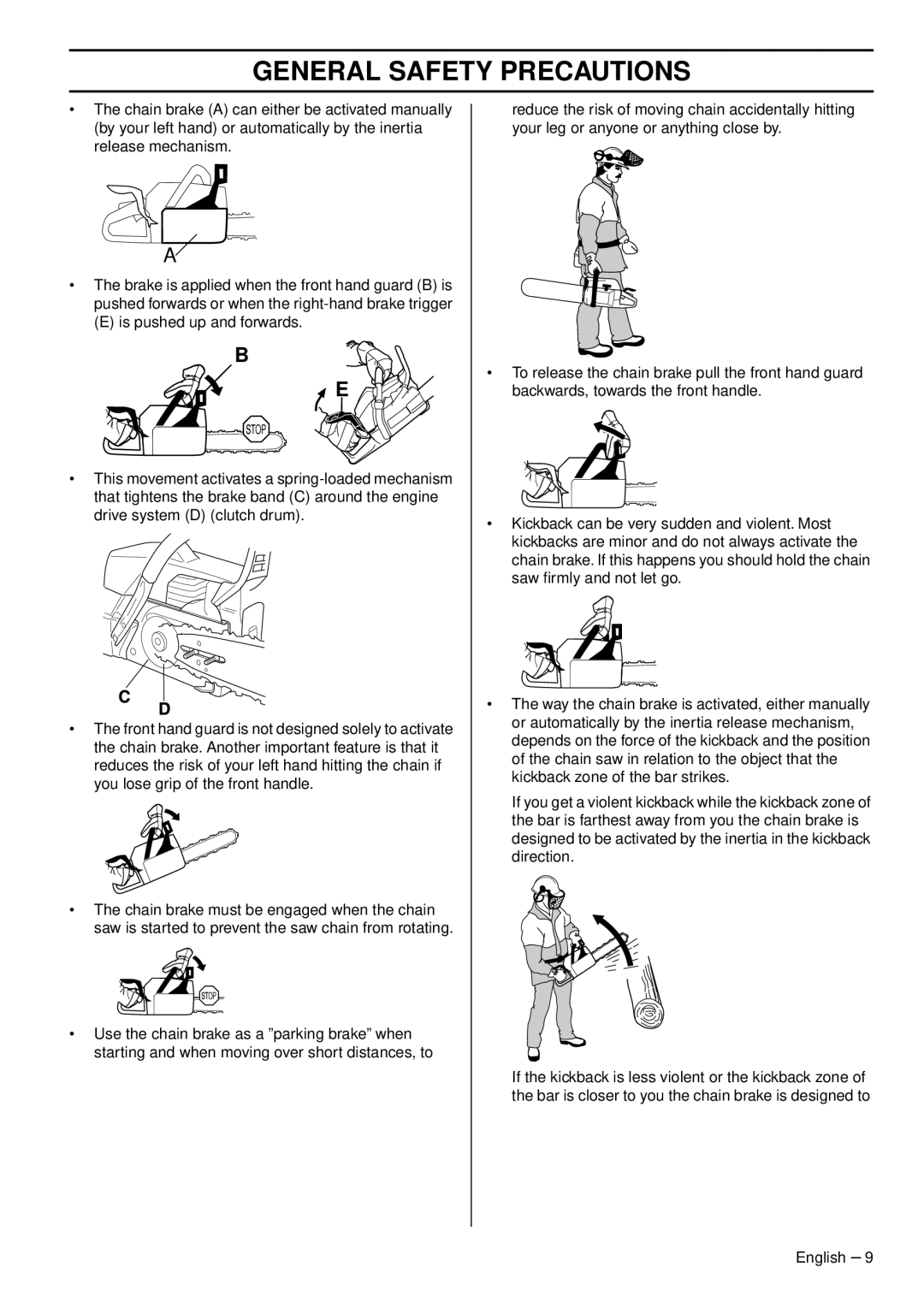 Husqvarna 353G E-tech, 353 E-tech, 346XPG E-tech, 346XP E-tech, 1153178-95 manual General Safety Precautions 