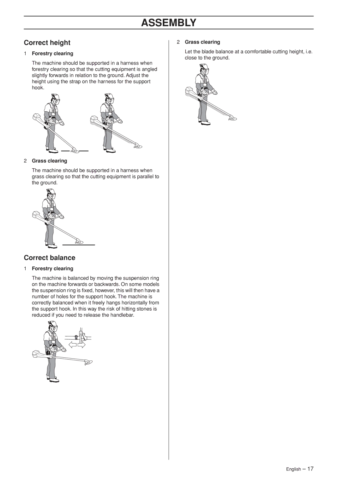 Husqvarna 355FX, 355FXT, 355RX, 355FRM manual Correct height, Correct balance 